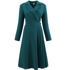 Keep your look casual and elegant in winter weather with this pleated dress from Hobemty, featuring long sleeve, notch lapel, faux warp neck, A-line, no lined, midi length, pleated design, pockets. Pair with delicate necklace and heels for a chic office look. Comfortable and classic, this fashion dress is perfect on its own or as a layer under a blazer or jacket. Focused on Ladies' Semi-Formal Wear - This casual dress can be a perfect addition to almost any outfit from formal to daily wear, grea Formal Work Dresses, Meeting Office, Long Sleeve Satin Dress, Ribbed Bodycon Midi Dress, Wedding Casual, Semi Formal Wear, Midi Pencil Dress, Work Meeting, Cocktail Wedding