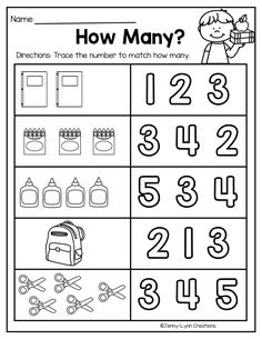 a printable worksheet with numbers and symbols to help students learn how many things are