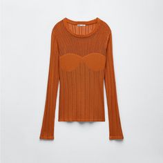 - In Excellent Condition - Nwot Stitch Mood, Crochet Long Sleeve Top, Crochet Long Sleeve Tops, Orange Crochet, Zara Women, Burnt Orange, Color Orange, Mood Boards, Women's Shirt