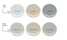 four different shades of gray and white paint