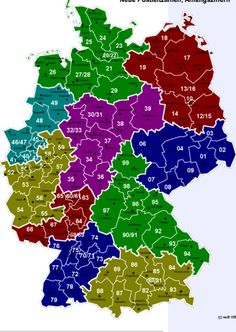 a map showing the number of people in different areas of germany and their respective cities