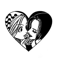 an image of two women kissing in the shape of a heart