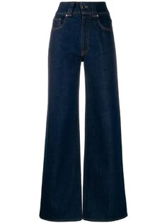 Blue cotton high rise wide leg jeans from victoria victoria beckham featuring a high waist a waistband with belt loops a five pocket design a button and zip fly and a flared style. 100% cotton Victoria Beckham Jeans, Outfits Primavera, School Uniform Outfits, High Rise Wide Leg Jeans, Normal Clothes, Easy Trendy Outfits, Pretty Clothes, Wide Jeans, Fashion Pieces