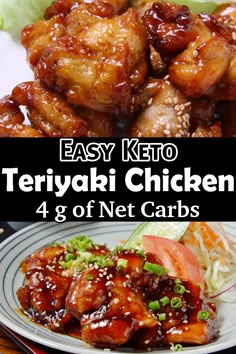 easy keto teriyaki chicken 4g of net carbs on a plate