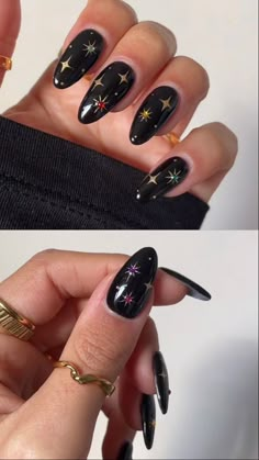 Bridesmaid Nails Black, Witchy Nails Acrylic, Goth Wedding Nails, Rocker Nails Punk, Witchy Nails Almond, Black Witchy Nails, Acotar Nails, Witchy Nail Designs, Dark Academia Nails