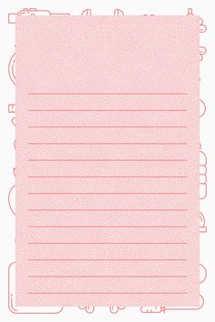 a pink lined paper with circles and lines on the bottom, in front of a white background