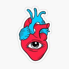 a heart with an eye sticker