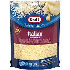 a bag of pasta with shredded cheese on top