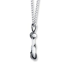 An anchor and ropes are the focal point of this compelling men's necklace, crafted of stainless steel. The pendant glides along a 24-inch box chain that secures with a spring ring clasp. Antique Necklaces Design, Anchor Necklace, Kay Jewelers, Antique Necklace, Men's Necklace, Steel Metal, Box Chain, White Metal, Necklace Designs