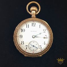 Elgin Open Faced Pocket Watch Stem wind/set Serial #: 17080940 Manufactured 1913 Criterion 14k plated case Case back is well worn, clearly showing base metal 55mm case 43mm movement Case is a work of art, beautifully engraved. Looks and runs great. Gold Crown Jewelers has 100's of fine and vintage timepieces all serviced by our own Master Watchmaker, Robert Rasmussen of RJR Watches. We will be steadily adding more of our collection to our etsy store, so check back with us now and then to find th Vintage Timepiece, Gold Crown, Pocket Watches, Now And Then, Base Metal, Pocket Watch, Time Piece, Custom Jewelry, Etsy Store