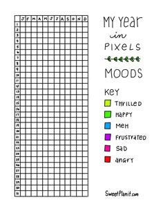 a graph paper with the words my year pixel's moods, and an image of