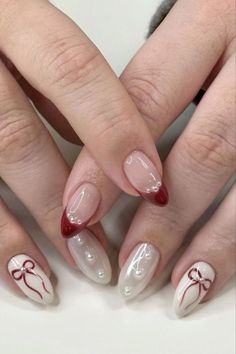 Elegant Christmas Nail Designs, Viral Aesthetic, Bow Nails, Hello Nails, Nagel Tips, Christmas Nails Easy, Simple Gel Nails, Summery Nails