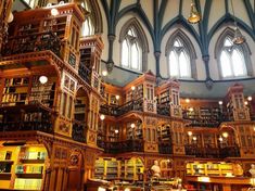 the interior of a large library with many bookshelves