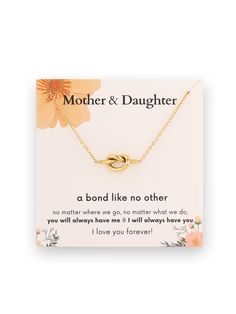 PRICES MAY VARY. To My Daughter: For your dearest daughter, just let her know she'll always be important in the heart of her mom with a special bond since the very first day. This daughter and mother necklace gift is a truthful message for that Well Handcrafted Jewelry: Our Dainty Gold Plated Necklace is made from high quality stainless steel, 17.5" cable chain with 2" extender, love knot pendant Heartfelt Message Card Included: Make your gifts to be more special with a meaningful message card. Mom And Daughter Necklaces, Gifts For Adult Daughter, Mom And Daughter Jewelry, Brr Basket, Mom Daughter Jewelry, Daughter And Mother, Stocking Stuffers For Mom, Mother Daughter Jewelry, Mother Necklace