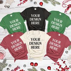 Family Christmas Tshirt, Christmas Mockup, Christmas Tshirt, Color Grouping, T Shirt Mockup, Tshirt Mockup, Shirt Mockup, Christmas Tshirts, Flat Lay