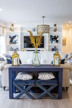 a living room filled with furniture and decor