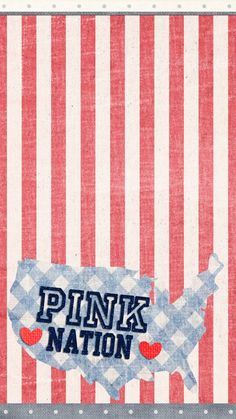 a pink and white striped background with the word pink nation on it's side