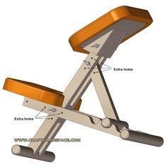 an exercise bench with parts labeled