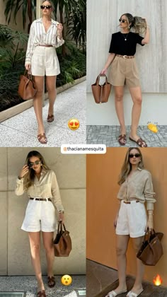 #looks #inspiracaodelook #shorts #rasteirinhas #camisa #lookbasico #casual #casualchique #modanoar Bermuda Shorts Outfit, Looks Com Short, Summer Workwear, Crop Top Outfits, Weekend Outfit, Wardrobe Style, Classic Outfits, Looks Style, Summer Looks