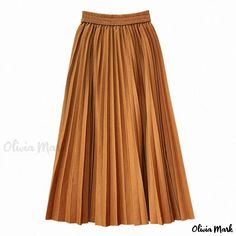 Olivia Mark - Classic High-Waisted Pleated Midi Skirt with Full Flared Design Stylish Denim Skirt, Color Office, Sequin Pencil Skirt, Pleated Skirts, College Style, Plaid Mini Skirt, Pleated Midi Skirt, College Fashion, Types Of Skirts