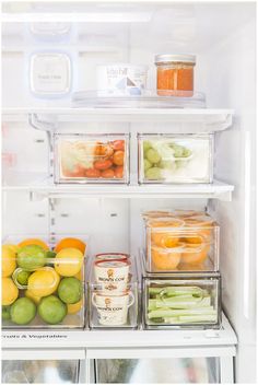 an open refrigerator filled with lots of food