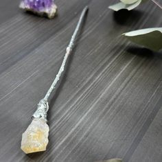 This hairstick was made with a beautiful, rough, citrine point which I wire wrapped and then soldered onto a thick gauge copper wire. I then covered the whole thing in jewelry grade, lead free, solder to create this gorgeous, rustic hair stick.6 ½” long including the citrine pointPlease note that due to the taper of the citrine point, they may wiggle slightly in their setting. Please know that it is secure and not going anywhere. Hair Stick, Hair Sticks, Copper Wire, Citrine, Wire Wrapped, Hair Pins, Amethyst, Copper, To Create