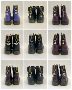 "Welcome to some of my selection of Doc Marten charms 🤗 For ease of searching the listings I shall tag them as \"Docs Pentagram\", \"Docs Skull\" etc.  Your search within the shop should bring up what you are looking for using the search style as above.  If not, then I may not yet have it listed. I shall keep adding listings as quickly as possible!  If there is something specific you require, please do message me and I shall see if I have a pendant readily available or order it in for you. Fitted with a stainless steel jump ring (for strength and longevity) onto a silver tone alloy decorative pendant bail and mounted on a platinum coloured zinc alloy spring O Rings measuring approximately 27mm outer diameter, 4mm thick with a 20mm inner diameter. This listing comprises of the following pe Doc Marten Charms, Dm Boots, Bat Skeleton, Pendant Bails, Boot Accessories, Doc Martens, Diy Charms, Black Heart, Dr. Martens