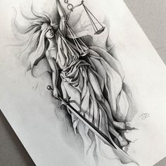 Justice Tattoo, Heaven Tattoos, Libra Tattoo, Greek Mythology Tattoos, Goddess Tattoo, Lady Justice, Angel Tattoo Designs, Greek Tattoos