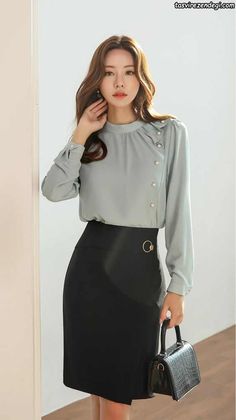 Frill Blouse, Blouse Outfit, Work Attire, Office Outfits, Blouse Styles, Asian Fashion