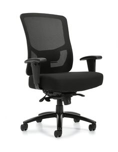 an office chair that is black and has wheels on the back, with no arms