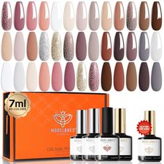 Modelones 24 Pcs Gel Nail Polish Kit, 20 Colors Nude Pink Milky White Gel Polish Neutral Brown Christmas Winter Nail Gel Polish Set Soak Off LED Manicure Gifts39.99 #Beauty Neutral Gel Nails, Pink White Nails, Gel Nail Polish Colors, Nail Polish Kit, Pink Gel Nails, Nude Nail Polish, Glitter Gel Polish, Pink Gel