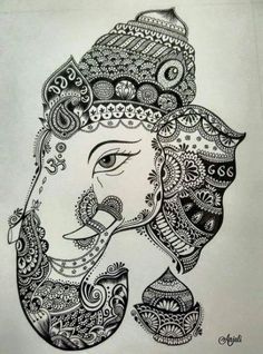 Mandala Nature, Zantangle Art, Coloring Mandalas, Ganesha Drawing, Zen Doodle Art, Mandalas Painting, Doodle Art Drawing, Ganesh Art, Mandalas Drawing