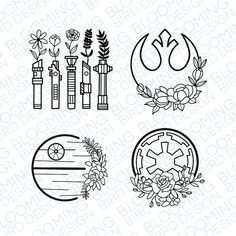 star wars stencils with flowers and symbols