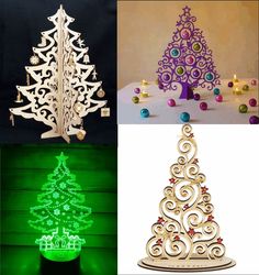 four different types of christmas tree ornaments