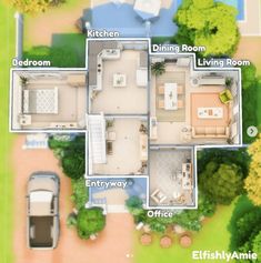 an aerial view of a house with lots of rooms