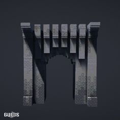 an arch made out of blocks and bricks on a black background with the word guts above it