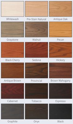 the different types and colors of wood