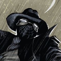 a man wearing a mask and holding an umbrella in the rain