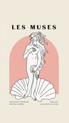 the cover to les musses, with an image of a woman standing on a shell