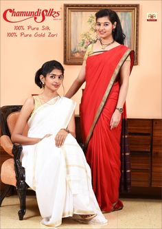 The allure of plain saris with pure zari border is irresistible!