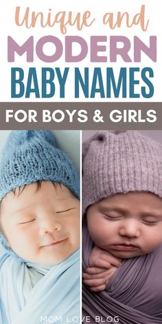 Pinterest graphic with text for a post on modern baby names for boys and girls. Trendy Baby Girl Names, List Of Girls Names, Boy Girl Names