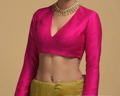 Measurement/Custom Made Indian Ethnic Blouse. * Fabric :- Premium Raw Silk. * Color :- Magenta. * Neckline :- V-Neck. * Embellishment :- Plain. * Sleeves :- Long Sleeves. * Side Zip Closure. * Padded & Non-Padded Blouse. * Color & Sleeves can be Customize as per the Customer's requirement. Size-Bust 28 to 54 bust Color -All colours available V Neck Saree Blouse, Long Sleeve Saree Blouse, Long Sleeve Blouse Designs, Plain Blouse Designs, Full Sleeves Design, Blouse Sari, Saree Blouses Online