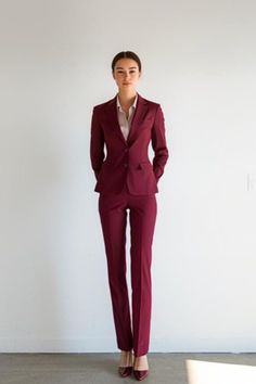 This stylish Maroon Single Breasted Suit is crafted from high-quality fabric and premium imported materials. Each suit is meticulously handcrafted by our skilled tailors, ensuring precise stitching, well-structured lining, and durability that keeps its shape for years. With extra margins in the length, sleeves, and sides, this suit is easily alterable for a perfect fit, even if your size changes over time. Explore more colors and designs in our 'Single Breasted Suits' section. * This is a 2-piece set, consisting of a jacket and trousers.   * We offer full customization for an even more tailored fit. Simply send us your measurements (Chest, Stomach, Waist, Hip, Shoulder, and Height) after placing your order.   * Looking for a different style or color? Reach out to us, and we'll be happy to Women Suits Business, Red Suits For Women, Suit For Women Formal, Wedding Suit Women, Single Breasted Suit, Trouser Suit, Suit Covers, Womens Suits Business, Suit For Women