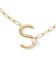 Pearl Gold Letter K Short Pendant Necklace in White Pearl | Kendra Scott Pink Panache Jewelry, Short Pendant Necklace, Pearl Letters, Buy Pearls, Gold Letter, Initial Necklace Gold, List Ideas, Birthday List, Freshwater Cultured Pearls