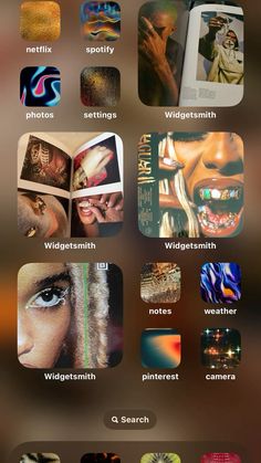 an iphone screen with many different pictures on it