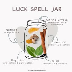 Luck Spell Jar, Mystic Spiritual, Luck Spell, Witches Jar, Spell Bottles, Potions Recipes, Good Luck Spells