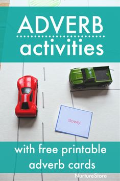 the words adverb activities with free printable cards