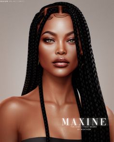 an image of a woman with long braids on her head and wearing a black top