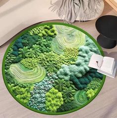 Lifup Green Moss Area Rug, Soft Botanical Print Shag Round Rug Carpet, Non Slip Washable Boho Area Rugs for for Living Room Bedme Decor Green 6 6 x 6 Feet Bedroom Decor Green, Moss Carpet, Boho Area Rugs, Blanket For Bedroom, Mat For Bedroom, Moss Rug, Boho Area Rug, Plush Rug, Living Room Flooring