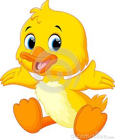 cartoon yellow duck sitting on the ground